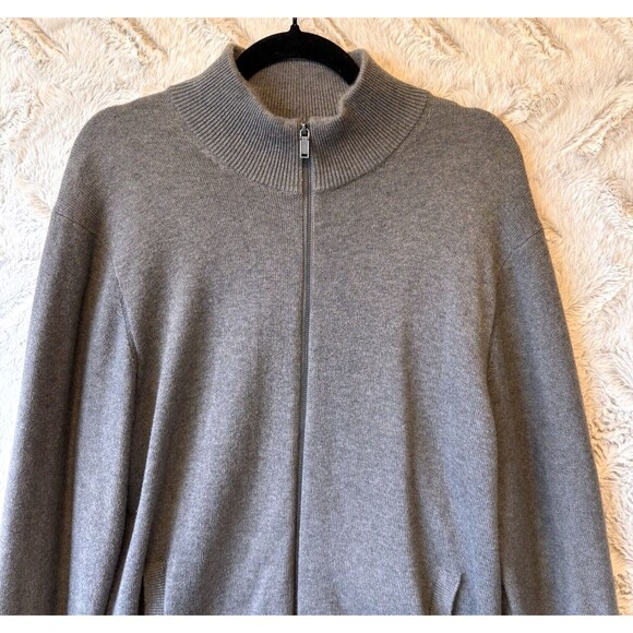 Michael Kors Sweater Men's XL Gray Knit Full Zip Mock Neck Cotton Wool Blend - Picture 4 of 10